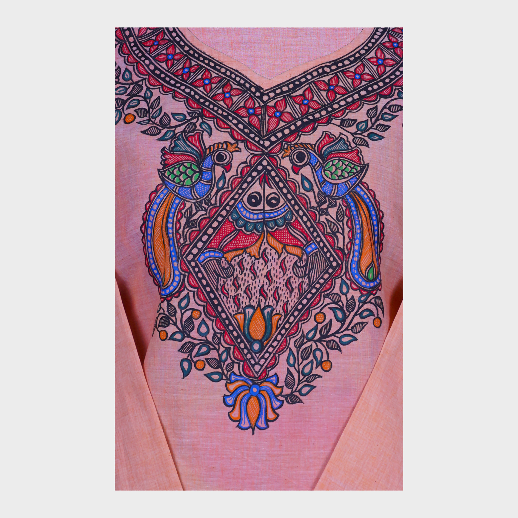 Buy Godhna Style Hand Painted Madhubani Painting Kurti For Women Online |  Tussar Silk Kurta Online – Okhaistore