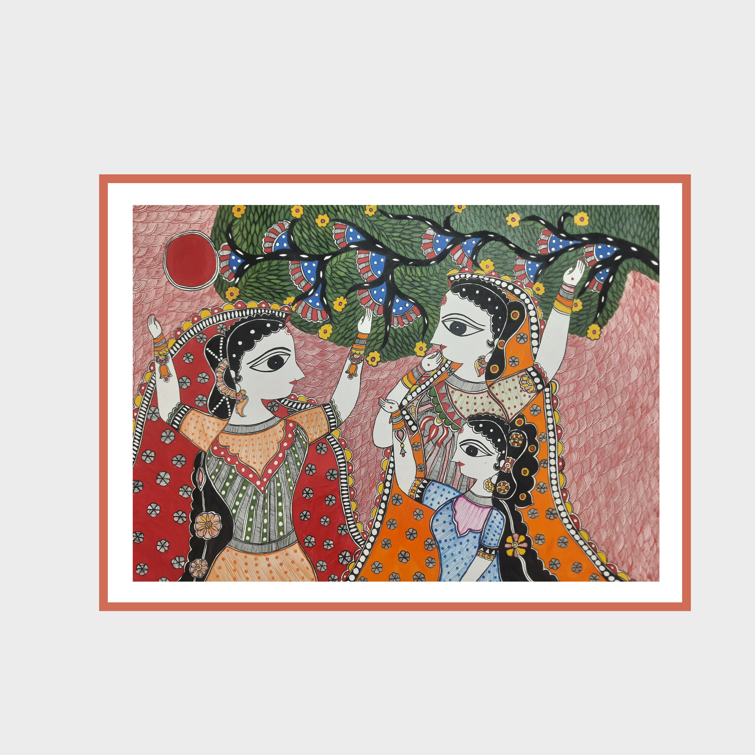 Expression in a Veil Hand Painted Madhubani Painting